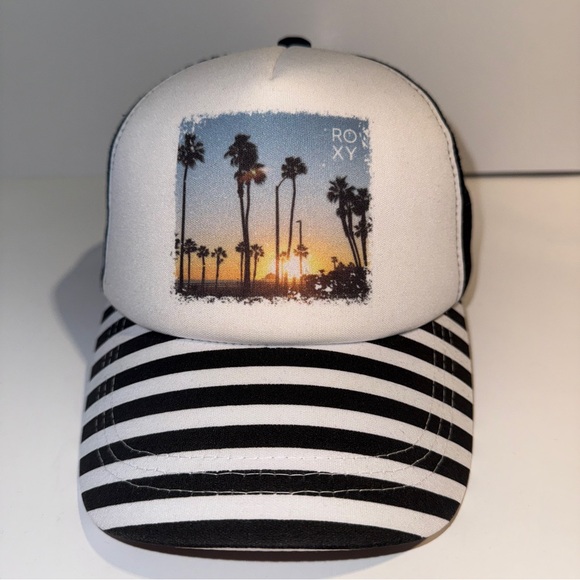 Roxy Truckin' Stripe Tropical Sunset Trucker Hat - Picture 9 of 12